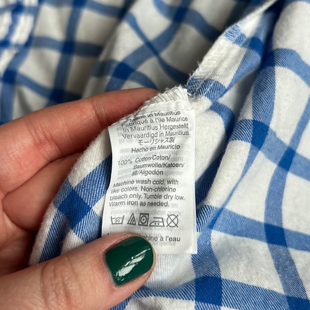 J. CREW - white blue window pane flannel - Picture 3 of 4